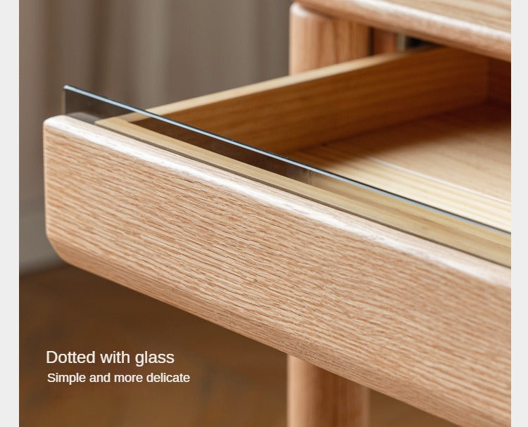 Solid Oak Wood Modern Writing Desk - Home Office Furniture for Study, Work & Productivity | Durable & Stylish Workspace Solution