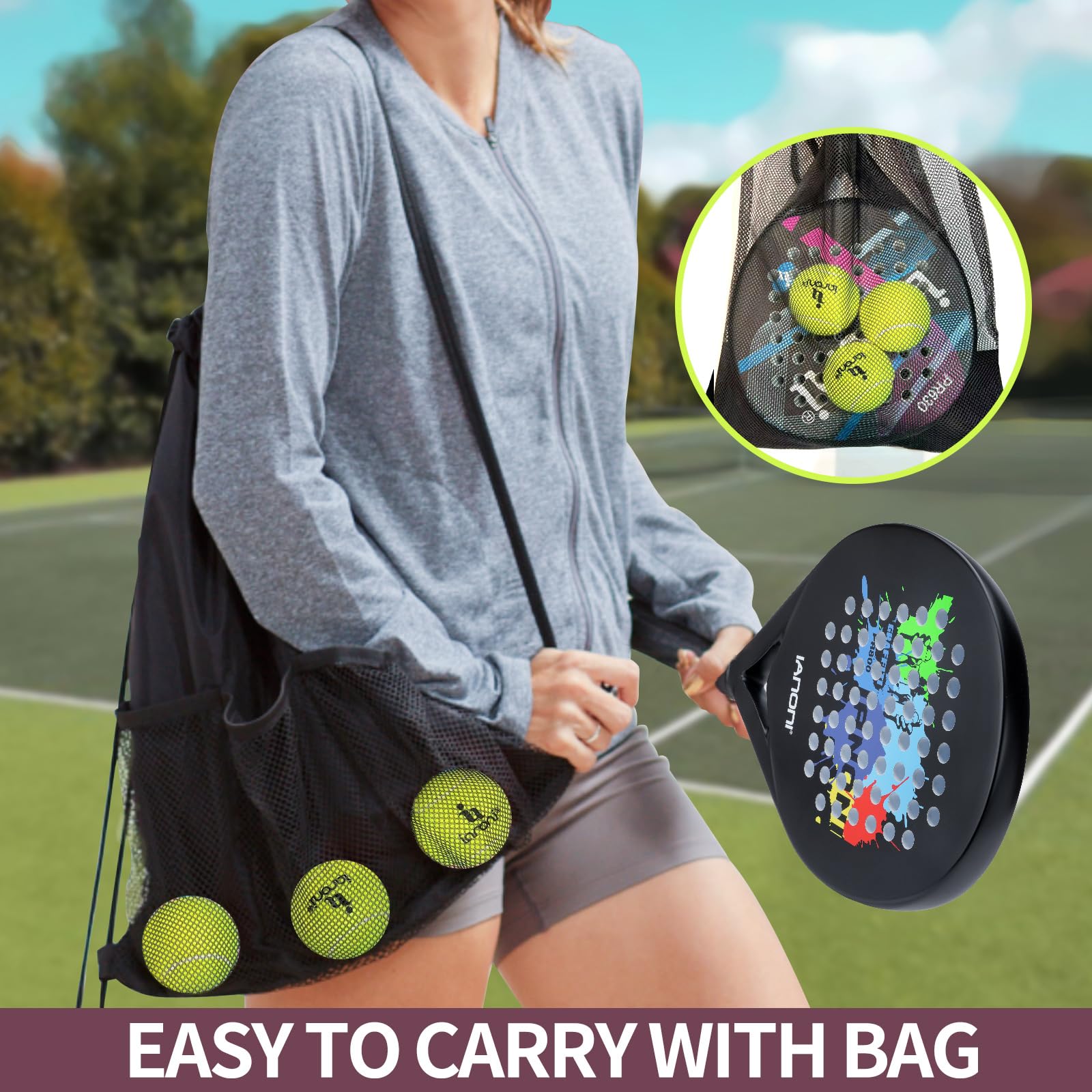Carbon Fiber Padel Racket with EVA Memory Flex Foam Core - Lightweight Tennis Racquet for Professional & Recreational Players - Perfect for Court Matches & Training Sessions