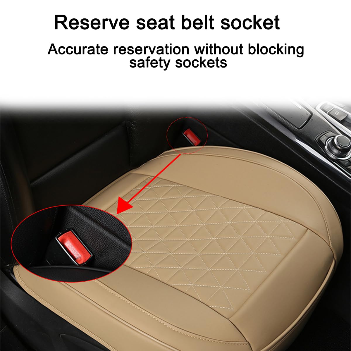 2PCS Premium Leather Car Seat Covers - Universal Waterproof Front Seat Protector Pads with Storage Pockets for SUV, Truck, Sedan (Beige) | Durable Auto Seat Cushions for Comfort & Protection During Commutes, Road Trips & Daily Driving