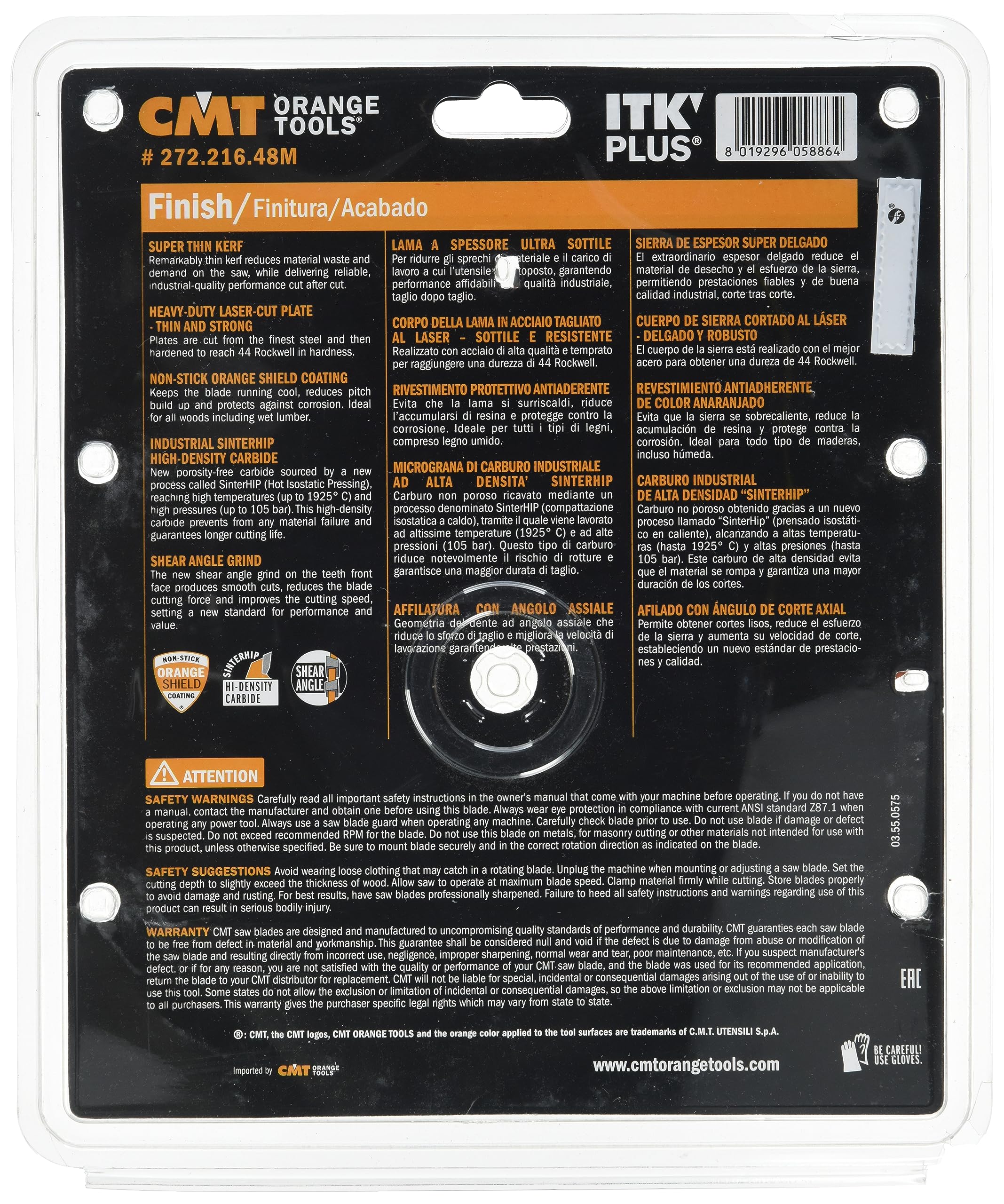 CMT ITK Plus HW Circular Saw Blade 216mm x 1.8mm x 30 Teeth 48° ATB + Shear - 5 Scale for Woodworking & Precision Cutting | Perfect for Plywood, MDF, and Hardwood Projects