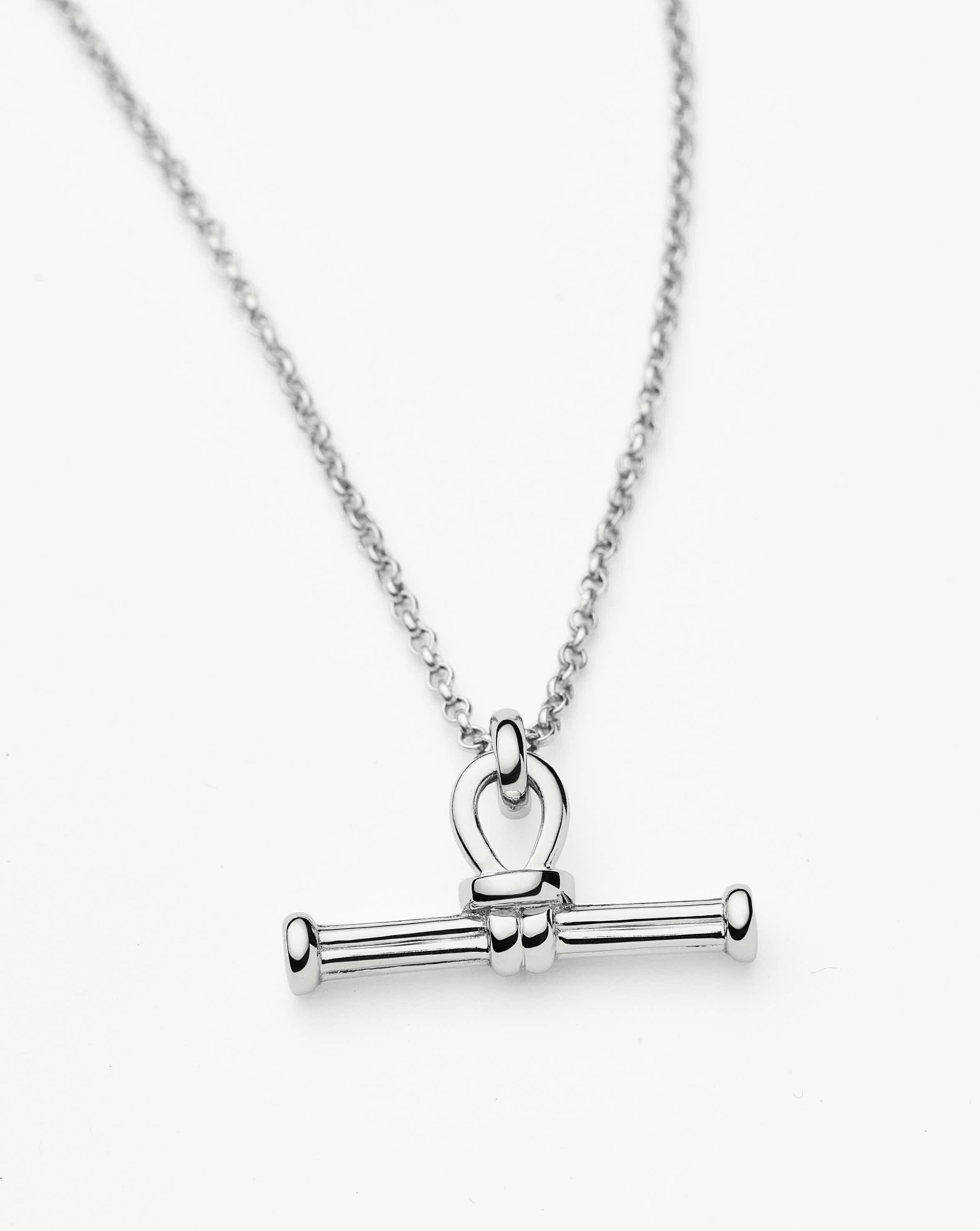 Ridge T Bar Chain Necklace - Silver Plated Stainless Steel Jewelry for Women | Elegant Layering Necklace for Everyday Wear & Special Occasions