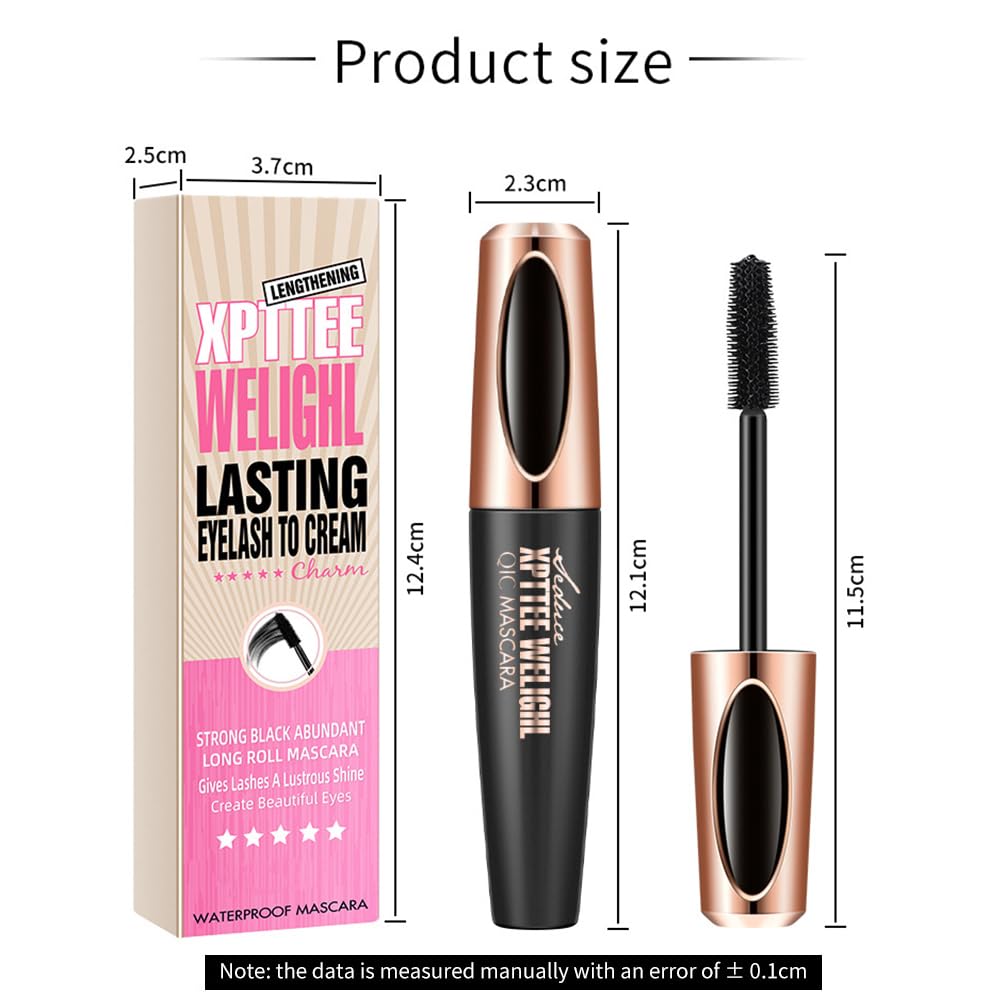 4D Silk Fiber Waterproof Mascara - Black Long Lasting Smudge-Proof Eyelash Enhancer for Volume & Length | Perfect for Daily Wear, Night Out & Special Occasions