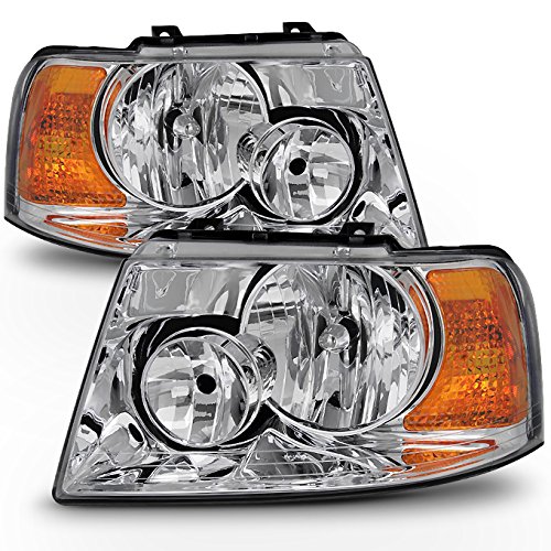 AKKON Chrome Clear Headlights for 2003-2006 Ford Expedition - Direct Replacement Pair (Left + Right) | Perfect for Night Driving & Off-Road Adventures