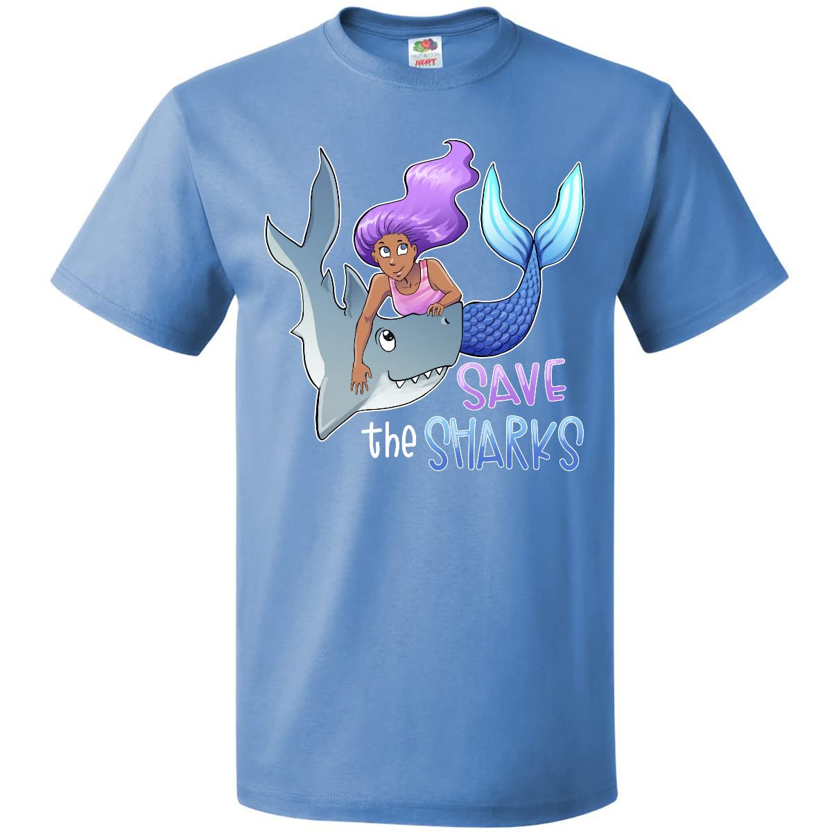 Save The Sharks Mermaid Graphic T-Shirt for Women - Eco-Friendly Ocean Conservation Tee - Perfect for Beach Outings, Casual Wear & Shark Awareness Events