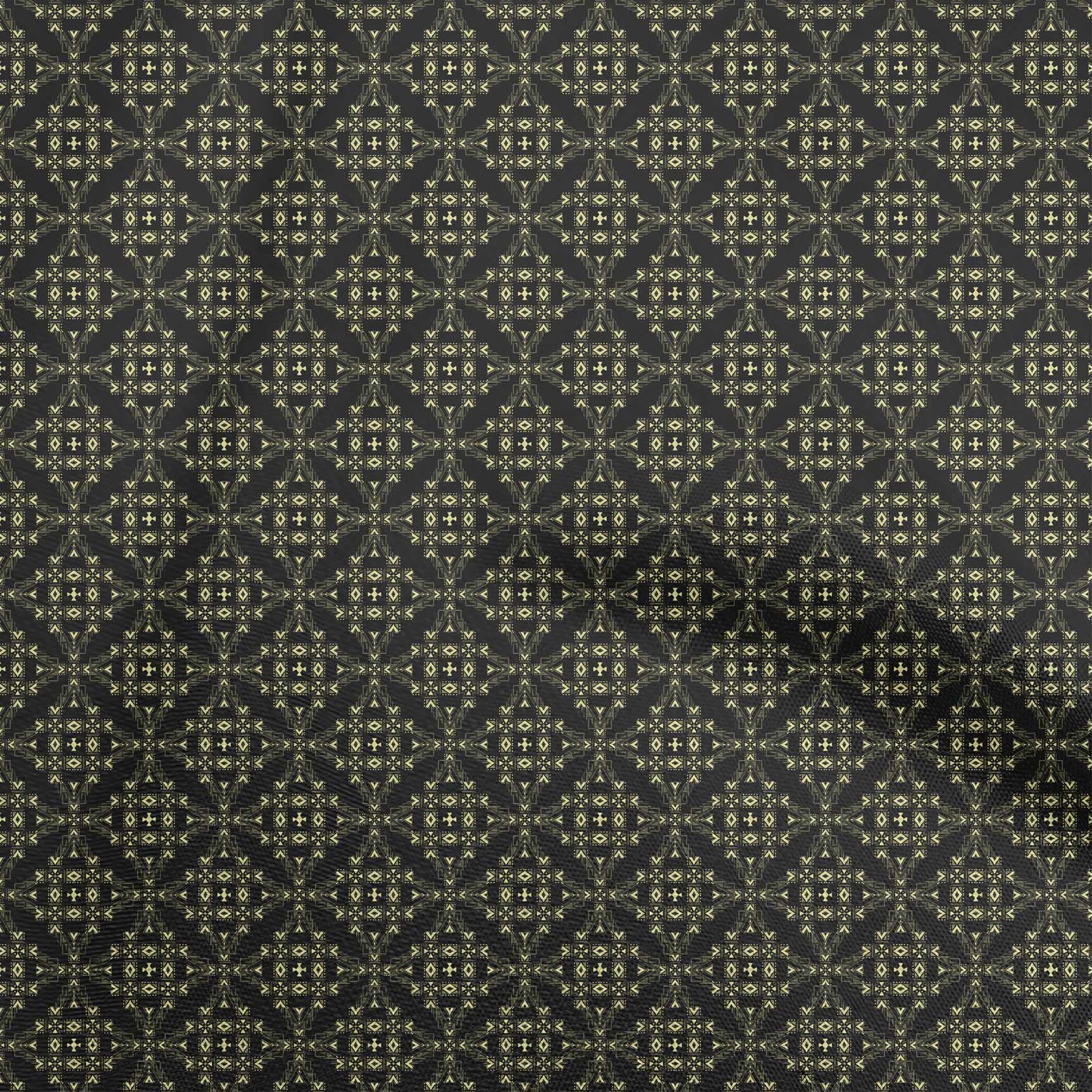 oneOone Polyester Spandex Black Geometric Print Fabric by The Yard - 56 Inch Wide Stretch Dress Material for Women's Fashion, DIY Sewing Projects & Home Decor