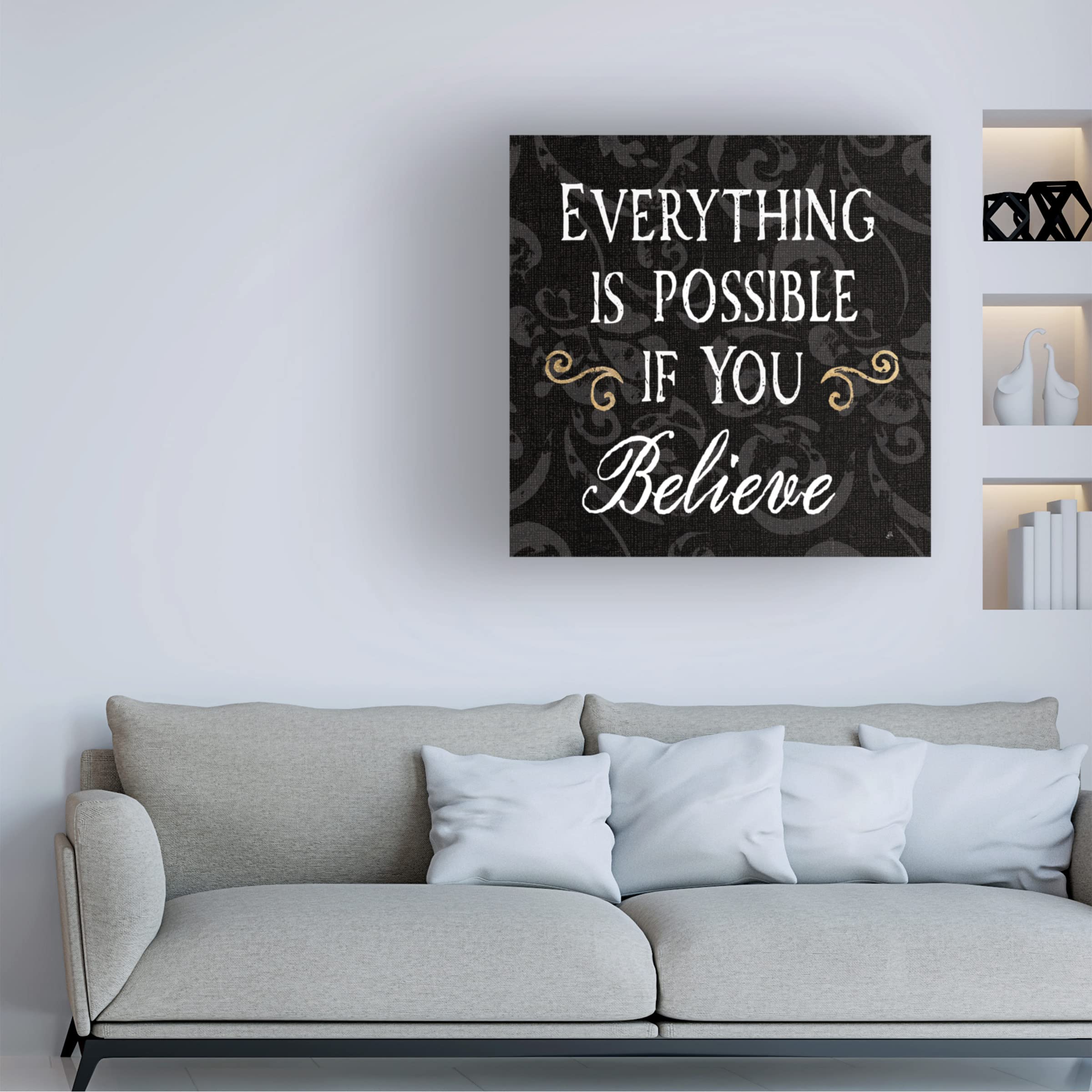 Trademark Fine Art 'Inspirational Collage IV on Black' Canvas Wall Art by Daphne Brissonnet - Modern Home Decor for Living Room, Bedroom & Office