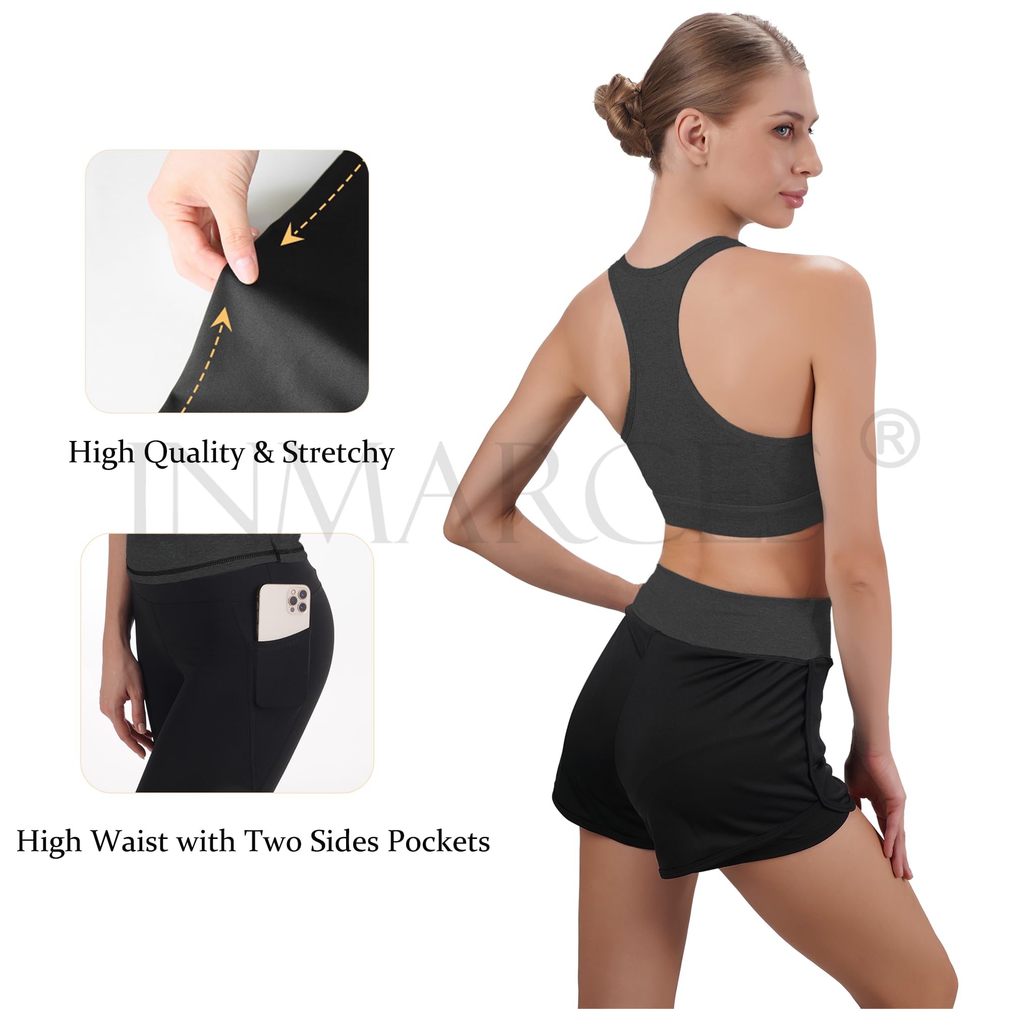 Inmarces Women's 5-Piece Workout Sets - Yoga Outfits & Activewear Tracksuit for Gym, Running & Fitness | Comfortable Exercise Clothes for Yoga, Pilates & Home Workouts