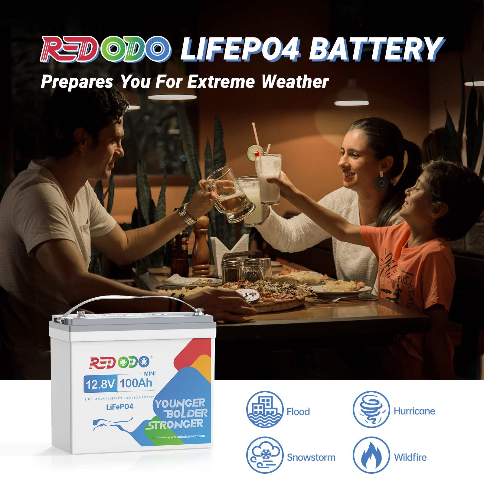 Like New Redodo 12V 100Ah Mini LiFePO4 Battery - 1.28kWh & 1.28kW Power Output | Perfect for Solar Energy Storage, RV, Marine & Off-Grid Applications