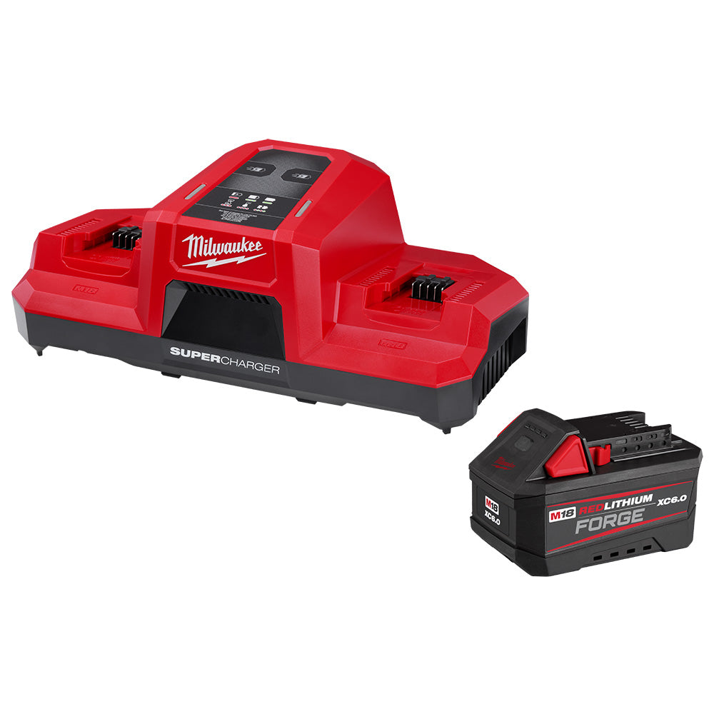 Milwaukee M18™ Dual Bay Super Charger Starter Kit - Fast Charging for M18 Batteries - Perfect for Power Tools & Outdoor Equipment