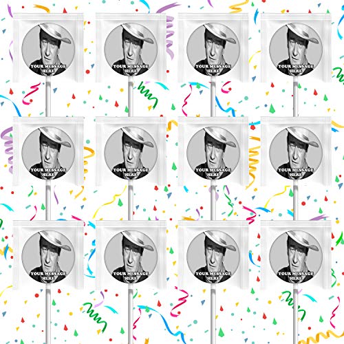 John Wayne Themed Party Supplies - 12 Pack Cowboy Decorations & Lollipops for Western Birthday, Baby Shower, and Themed Events