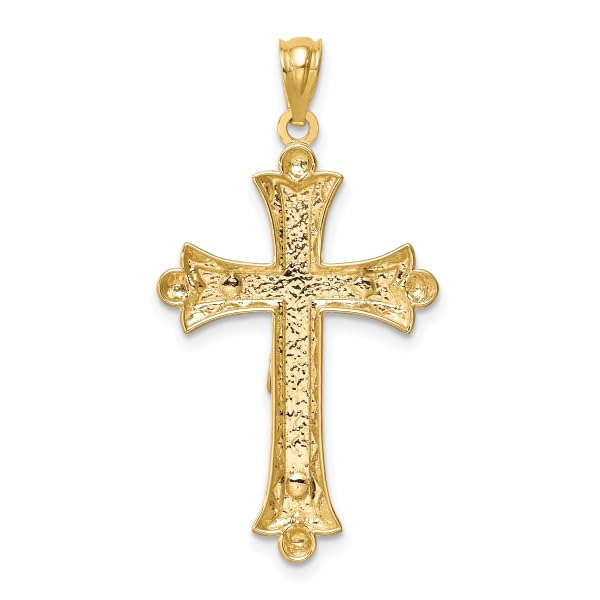 14K Solid Two-Tone Gold Florentine Jesus Christ Crucifix Cross Necklace - Religious Pendant Charm for Women & Men - Perfect for Church, Baptism, First Communion & Gifts