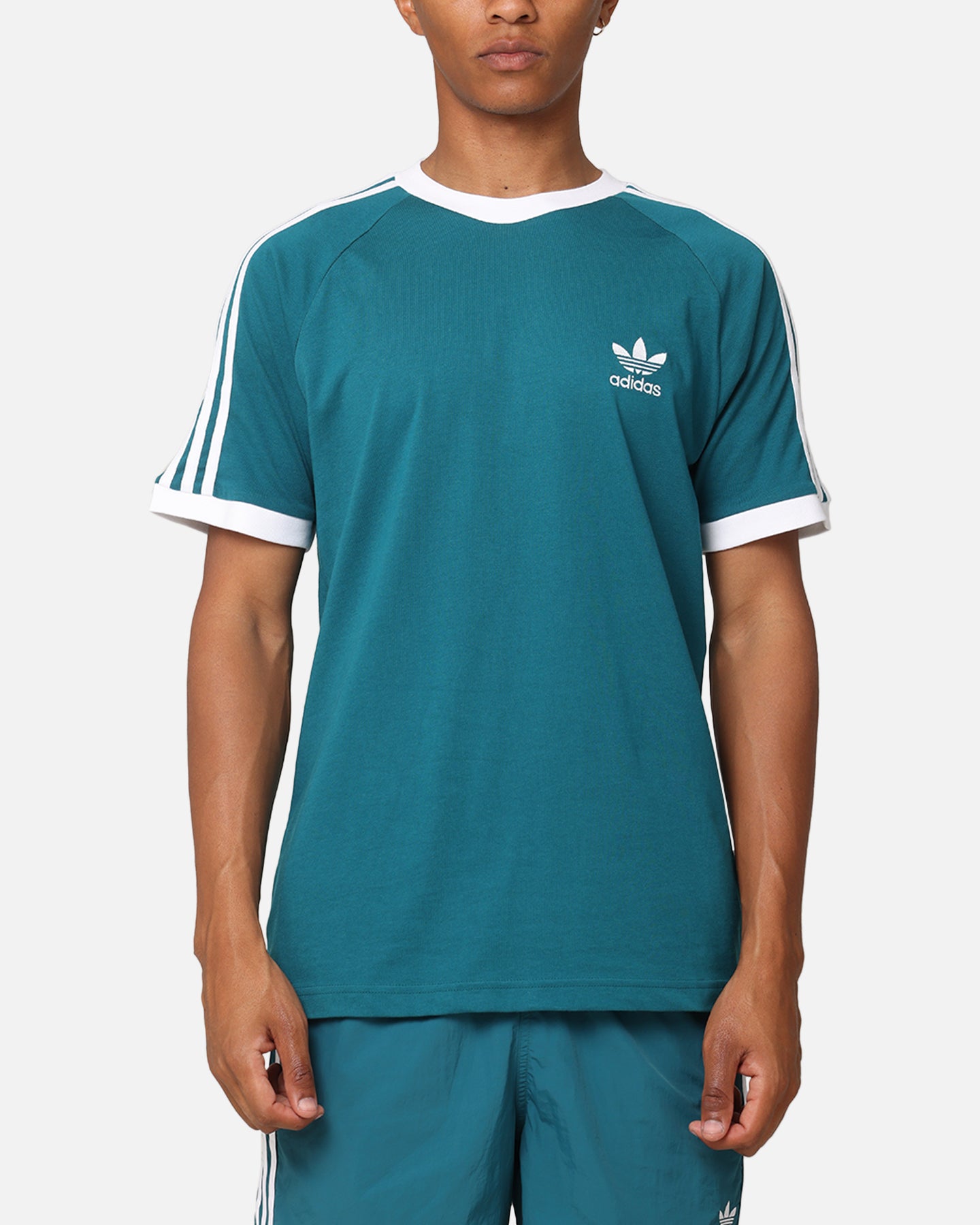 Adidas Classics 3 Stripes T-Shirt for Men - Soft Cotton Teal Blue Casual Shirt - Perfect for Gym, Running & Streetwear Fashion