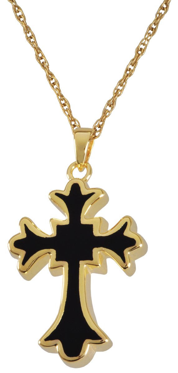Gold Plated Cremation Memorial Jewelry - Tattoo Cross Pendant for Ashes - Sympathy Keepsake for Loved Ones | Perfect for Funerals, Memorial Services & Everyday Remembrance