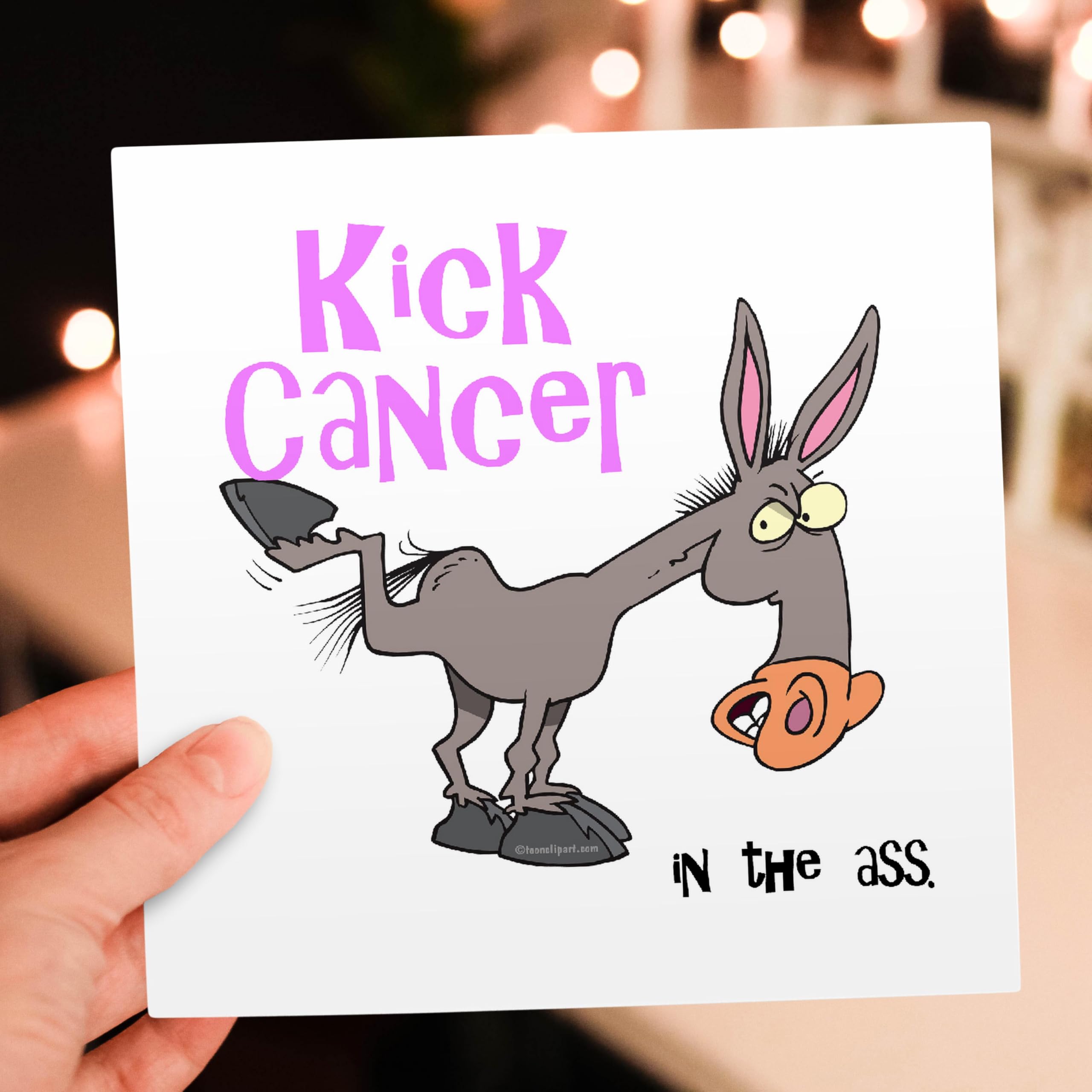 Cancer Awareness Greeting Card - Kick Cancer in The Ass Ribbon Design - Support & Encouragement for Patients - Perfect for Survivors, Caregivers & Fundraisers
