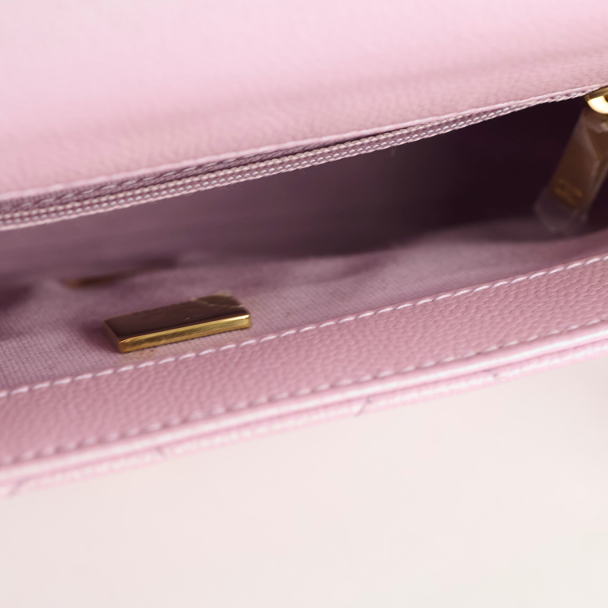 Chanel Caviar Leather My Perfect Square Mini Bag Iridescent Pink with Microchip - Perfect for Evening Parties, Weddings & Special Occasions
