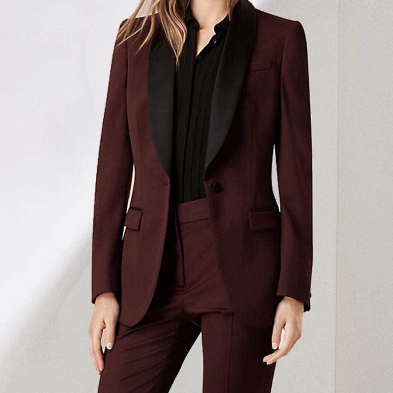 2-Piece Women's Suit Set with Shawl Lapel & Single Button - Blazer & Pants for Office, Business Meetings & Formal Events