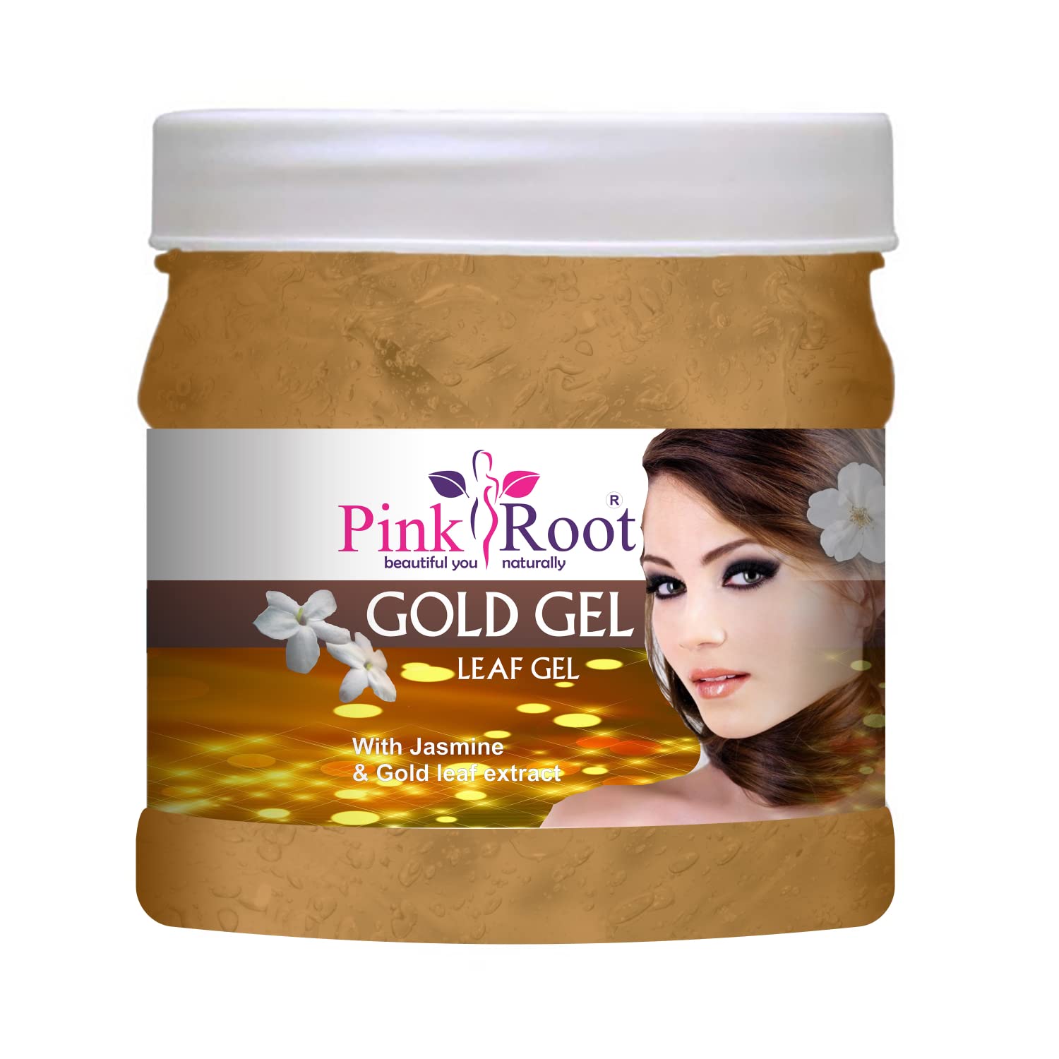 **Pink Root Gold Gel with Jasmine & Gold Leaf Extract - 500gm for Hair Growth & Scalp Care | Natural Hair Treatment for Dry, Damaged Hair - Perfect for Daily Use & Salon Treatments**