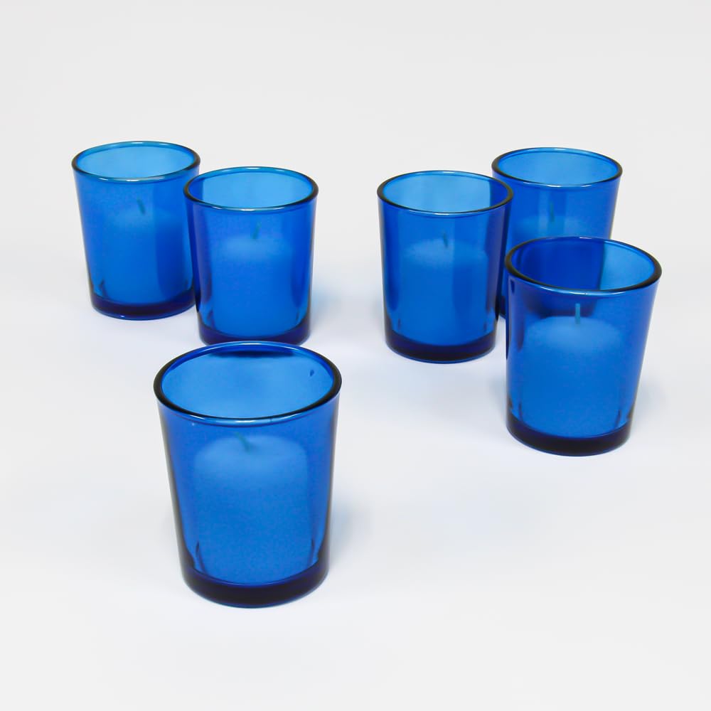 Eastland 144-Piece Blue Glass Votive Candle Holders Set - Perfect for Weddings, Parties, Home Decor & Centerpieces