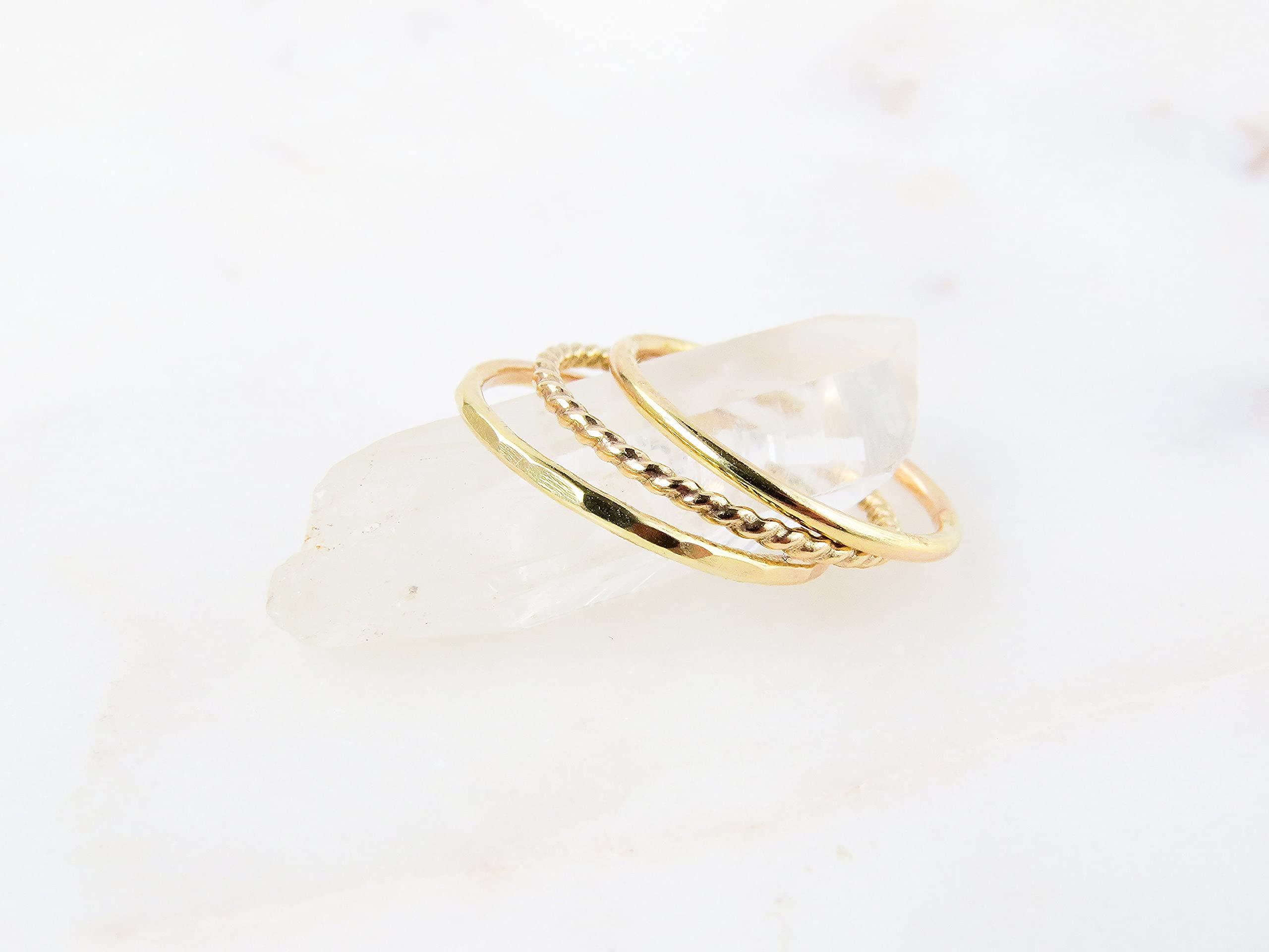 Elegant Gold Stack Rings for Women - Thin Stackable Rings Set, 14K Gold Filled Twist Design - Perfect for Layering, Everyday Wear & Special Occasions