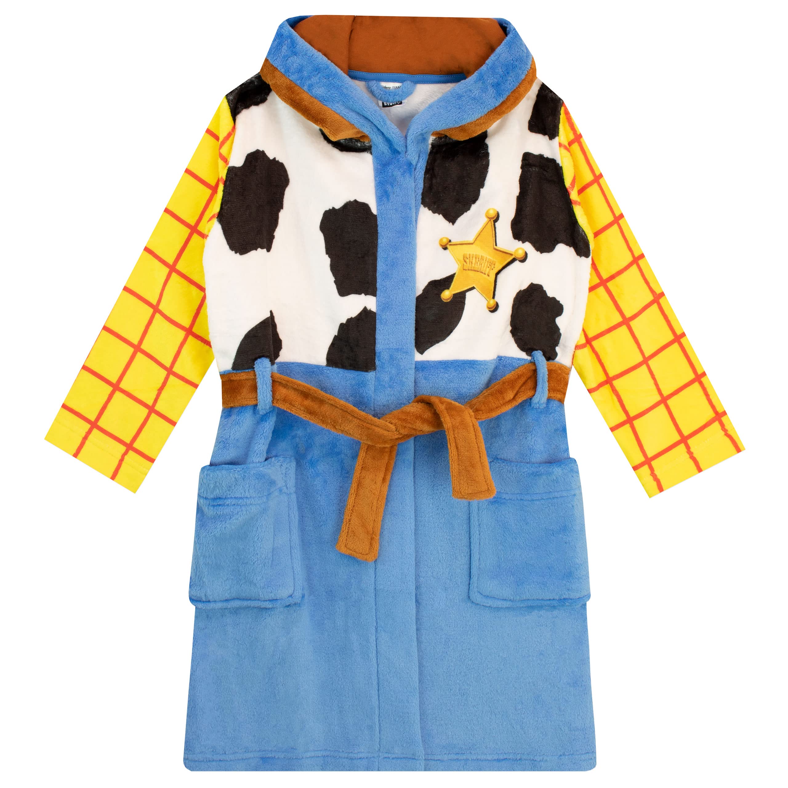 Disney Boys' Toy Story Woody Robe - Soft Fleece Bathrobe for Kids with Hood, Official Character Costume for Halloween, Birthday & Cosplay