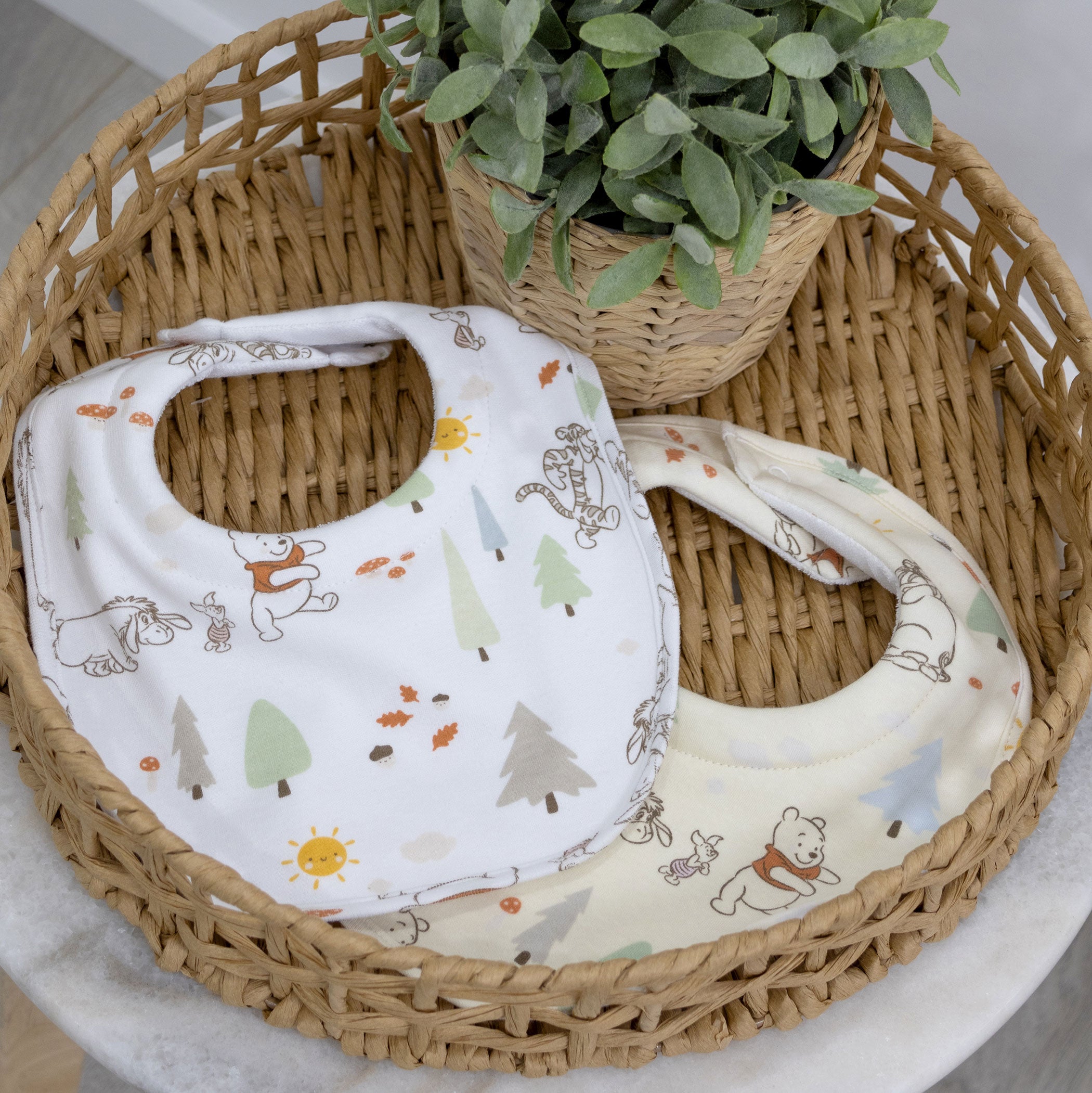 Disney Winnie the Pooh 2-Pack Drool Bibs for Babies - Soft Absorbent Cotton Bibs for Feeding & Teething - Perfect Gift for Newborns & Toddlers
