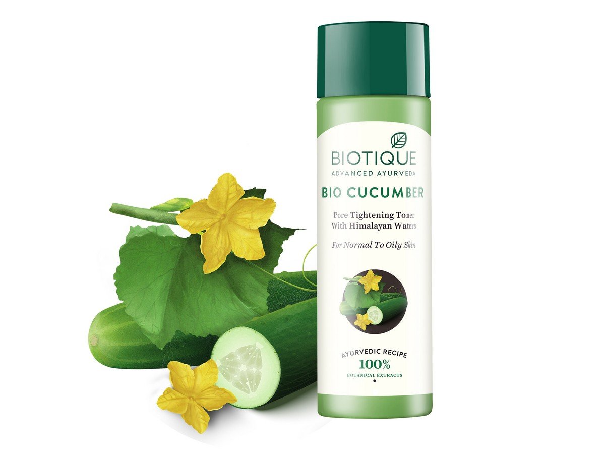 Biotique Bio Fruit Whitening Lip Balm 12g & Bio Cucumber Pore Tightening Toner 120ml - Natural Skincare Set for Dry Lips & Oily Skin | Perfect for Daily Beauty Routine & Travel Skincare