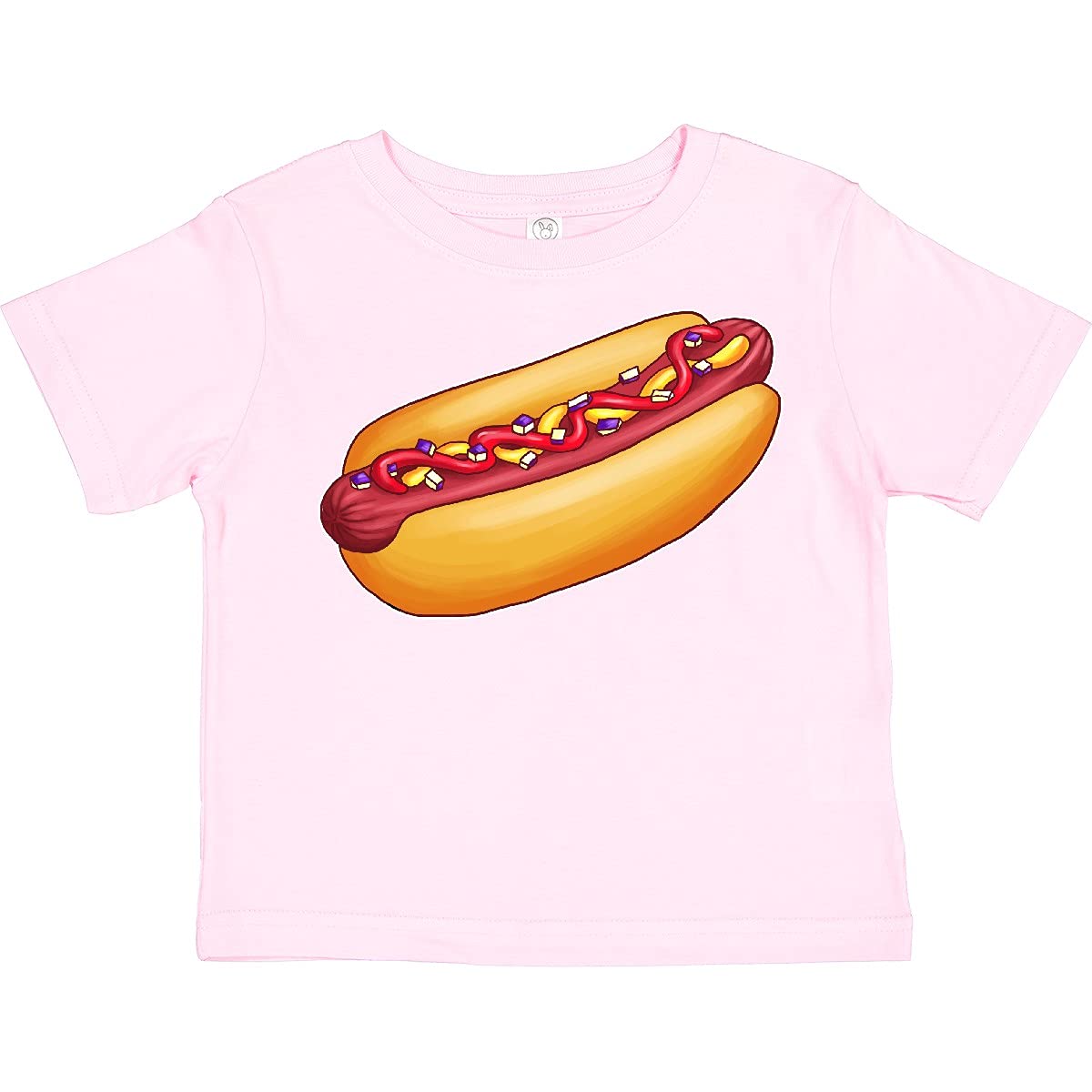 Inktastic Hot Dog Illustration Toddler T-Shirt with Mustard, Onions & Ketchup - Cute Graphic Tee for Kids, Boys & Girls - Perfect for Playdates, Birthday Parties & Casual Wear