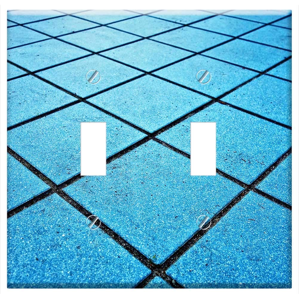 Decorative Double Toggle Switch Plate - Ceramic Tile Square Design for Swimming Pool & Bathroom (Waterproof, Rustproof Electrical Cover) - Perfect for Pool Houses, Bathroom Renovations & Outdoor Wet Areas