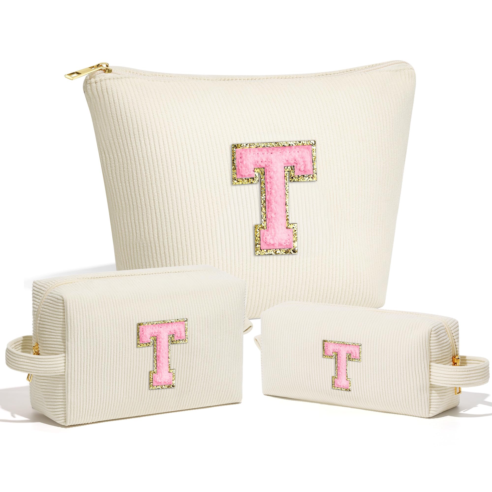 Personalized Initial Makeup Bag for Women & Teens - Cute Mini Cosmetic Travel Pouch with Monogram Letter | Perfect Gift for Her, Best Friend, Teacher Birthday | Great for Daily Use, Travel, School & Work Essentials
