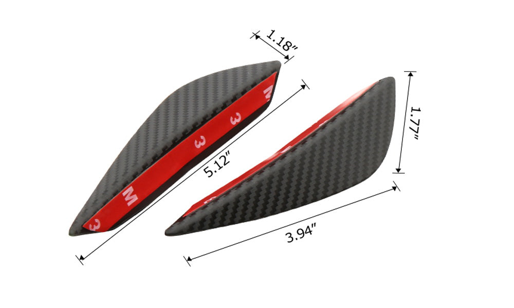 4pcs Car Black Dry Carbon Fiber Front Bumper Canard & Body Diffuser Fins - Universal Fit for Sports Cars, Racing & Performance Vehicles - Enhances Aerodynamics & Styling