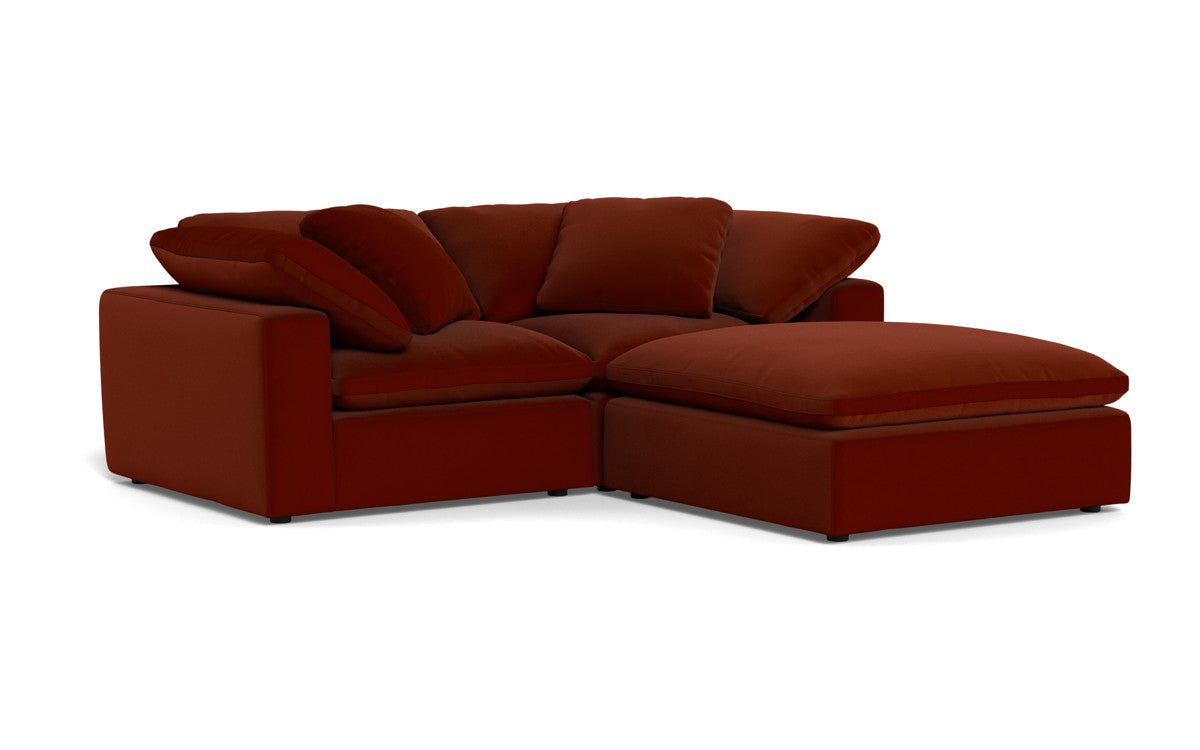Fluffy 2-Piece Sectional Sofa with Ottoman - Soft Plush Fabric Living Room Couch for Cozy Home, Apartment, or Dorm Comfort - Perfect for Lounging, Movie Nights & Small Spaces