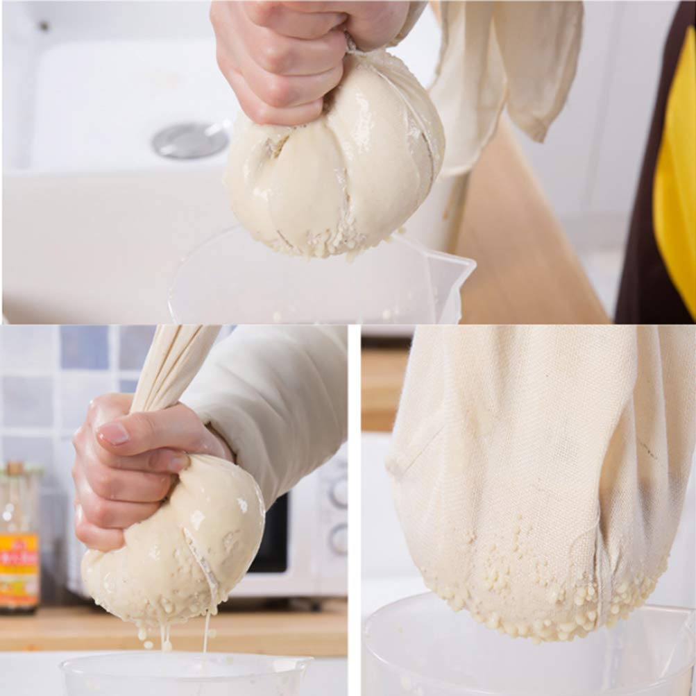 Hemoton 1-Pack Reusable Nut Milk Bag - Fine Mesh Strainer for Almond Milk, Cheesecloth, Broth & Coffee Filter - Organic Cotton Food Grade Filter Bag for Nuts, Juicing & DIY Kitchen Use