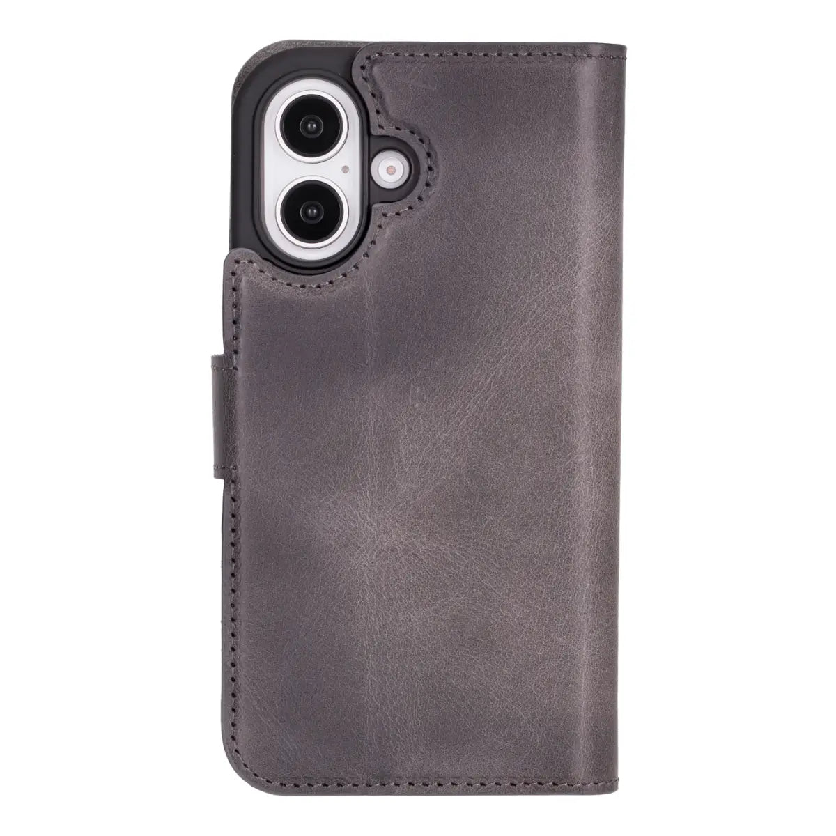Premium Burnished Gray Leather Wallet Case for iPhone 16 (2024 Model) - Slim Protective Cover with Card Slots | Perfect for Everyday Use, Travel & Business Professionals