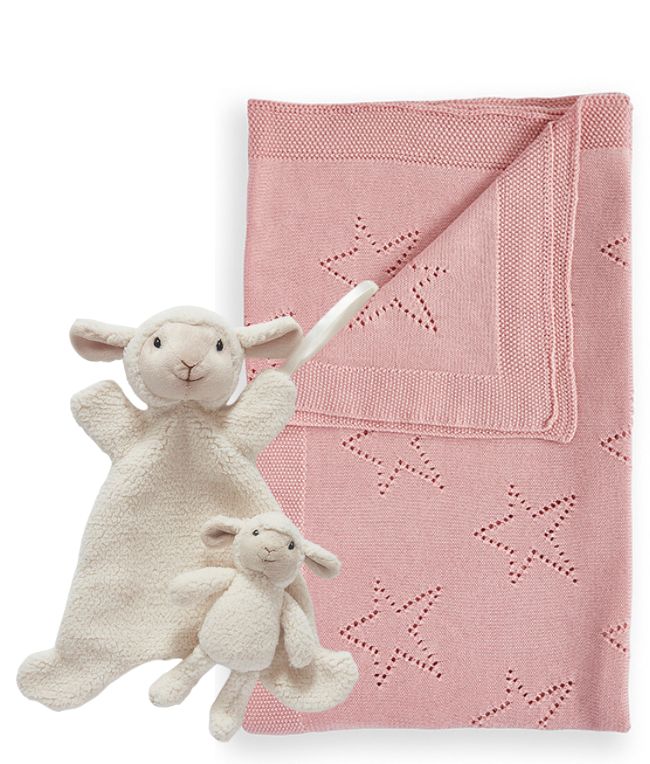 Personalized Newborn Pink Sheep Baby Gift Set - Soft & Cute for Baby Showers, Christenings & Nursery Decor