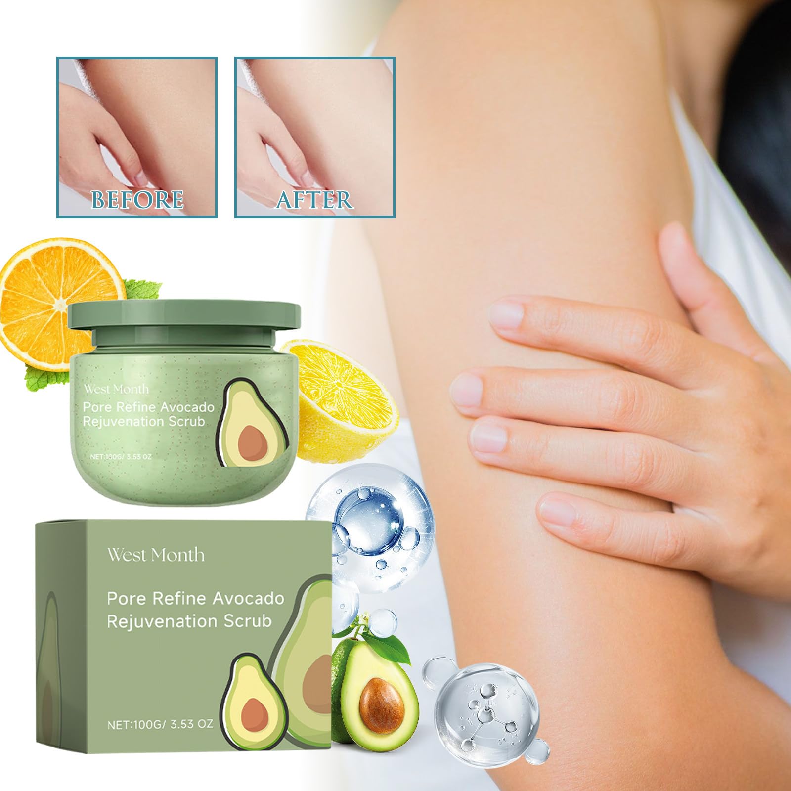 Avocado Ice Cream Scrub 3.53 Oz - Deep Moisturizing Exfoliator for Dry Skin | Softens Skin, Minimizes Pores & Reduces Hyperpigmentation | Perfect for Spa Day & At-Home Skincare Routine