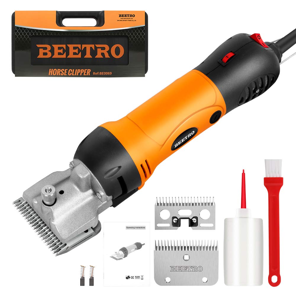 BEETRO 500W Professional Electric Horse Clippers - 6-Speed Animal Grooming Shears for Horses, Goats, Ponies & Cattle with Extra Blades - Perfect for Livestock Grooming, Show Preparation & Farm Maintenance