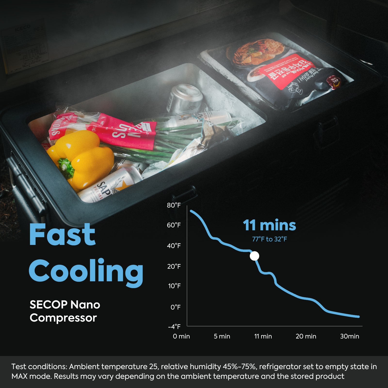 ICECO 37QT APL35 Black Aluminum Portable Freezer with Magnetic Power Bank - Perfect for Camping, Road Trips, and Outdoor Adventures