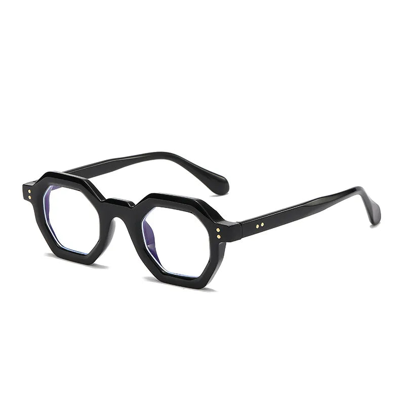 CCspace Unisex Full Rim Polygon Plastic Eyeglasses 56891 - Trendy Geometric Frame for Men & Women - Perfect for Work, Reading & Fashion Accessories
