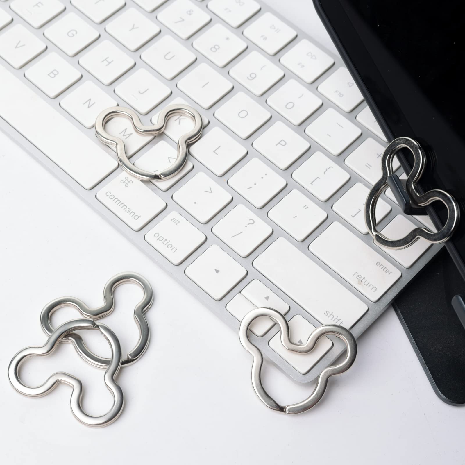 12pcs Silver Mouse Keychains - Creative Metal Key Rings for Home, Car & Office Organization