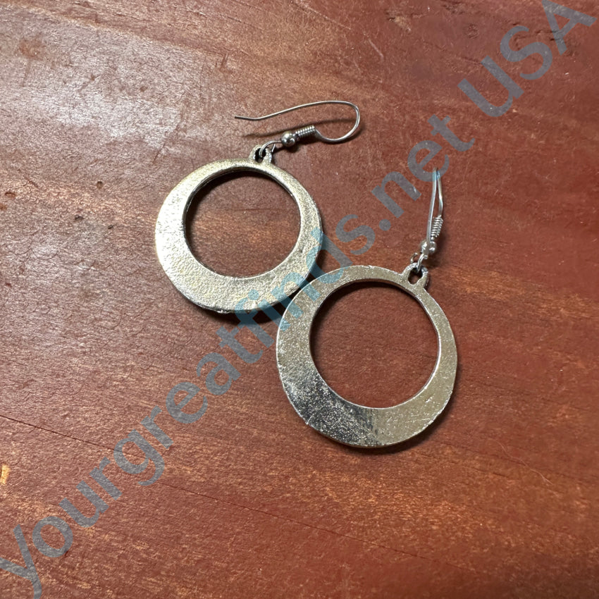Vintage Silver Tone Needlepoint Faux Turquoise Hoop Earrings for Women | Boho Chic Pierced Jewelry | Perfect for Parties, Weddings & Everyday Wear