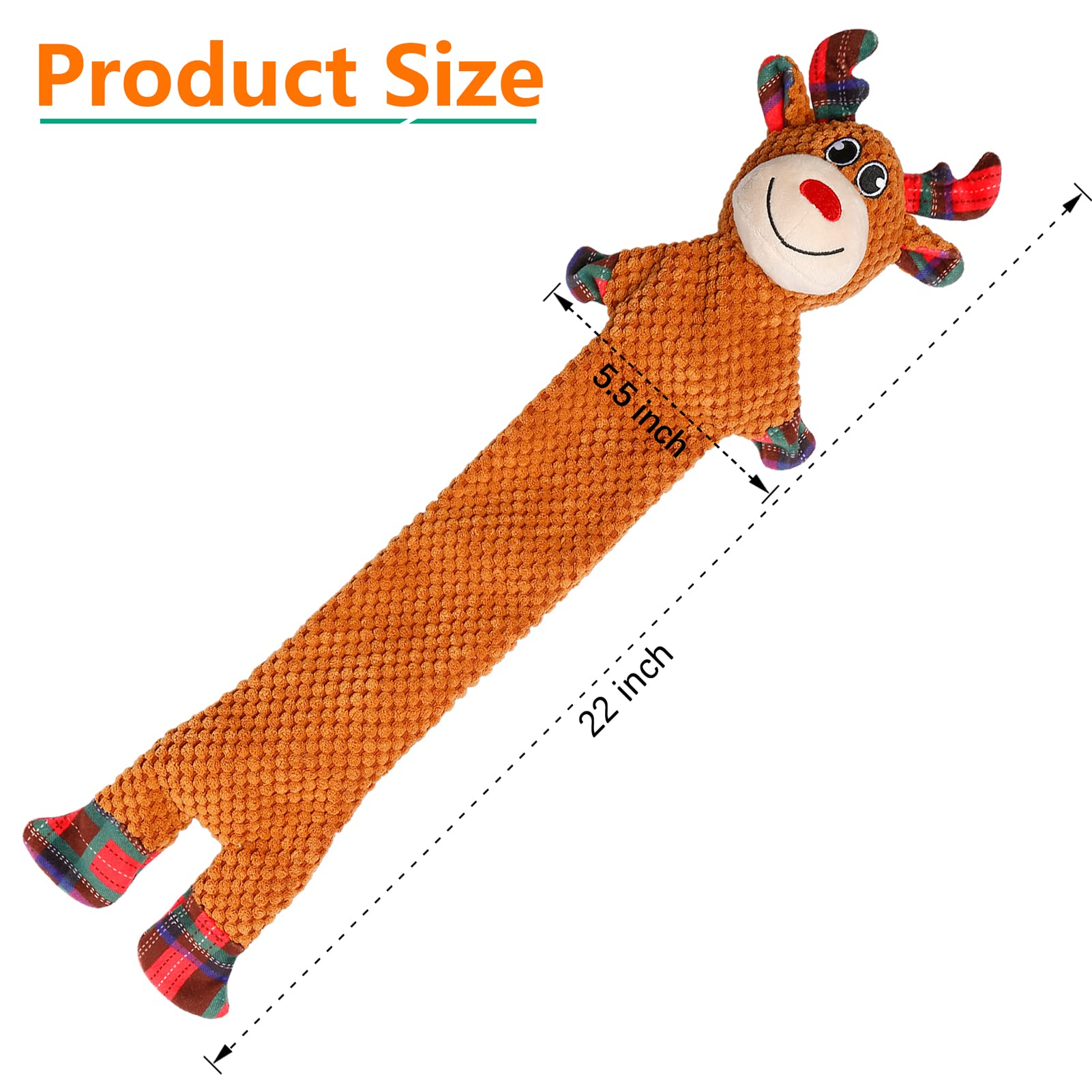 Malier Christmas Plush Reindeer Dog Toy - 22 Inch Squeaky Chew Toy for Small & Medium Dogs | Durable Interactive Pet Gift for Holidays, Playtime & Training