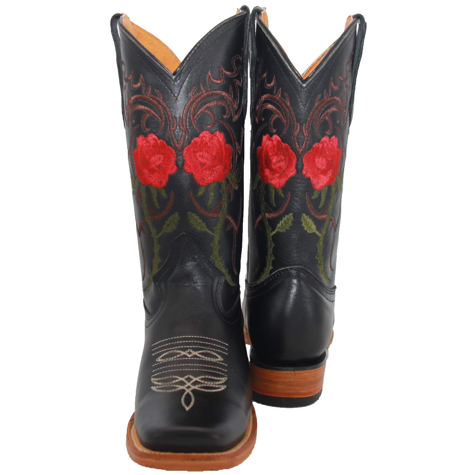 Women's Western Cowgirl Boots - Genuine Leather Floral Embroidery for Country Style | Perfect for Rodeo, Line Dancing & Casual Wear