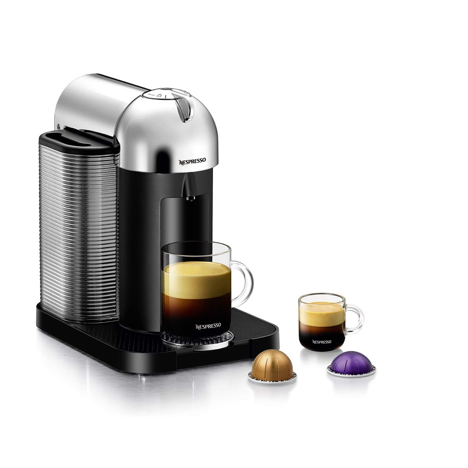Breville Nespresso Vertuo Coffee & Espresso Machine - Chrome (Renewed) | Single-Serve Pod Brewer for Home & Office | Perfect for Espresso, Coffee & Latte Lovers