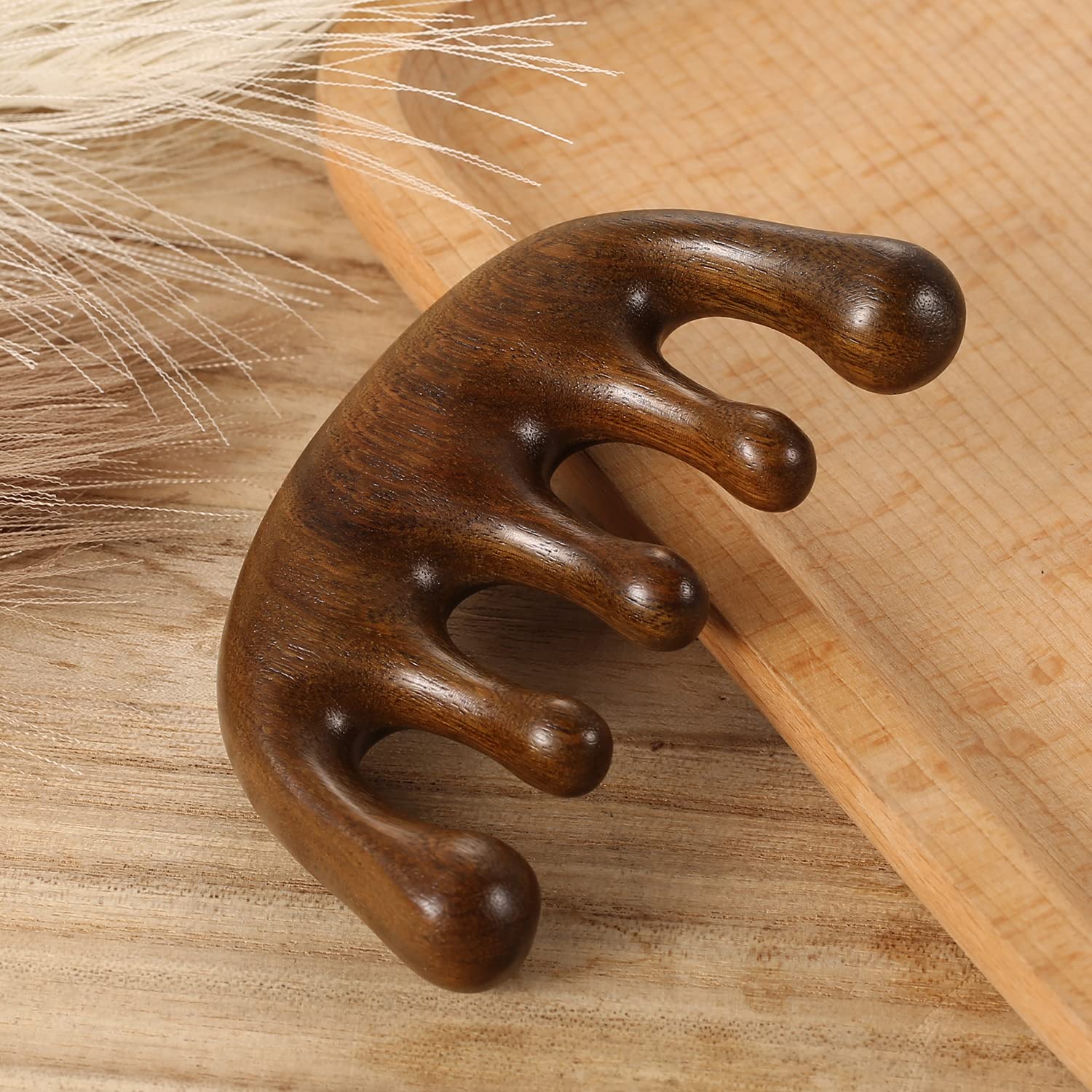 Natural Sandalwood Hair Massage Comb - Wide Tooth Wooden Comb for Scalp Relaxation & Fatigue Relief - Gua Sha Tool for Women (Wood Color) | Perfect for Daily Hair Care, Spa Treatments & Stress Relief