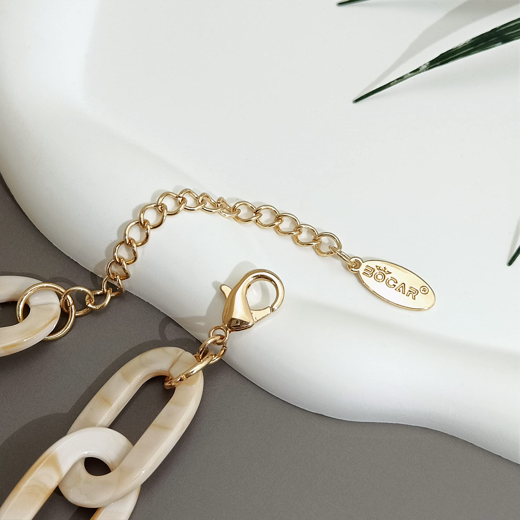 Bold Acrylic Chunky Statement Necklace for Women - Cube Link Chain Collar with Matching Hoop Earrings Set | Trendy Costume Jewelry for Parties, Weddings & Special Occasions