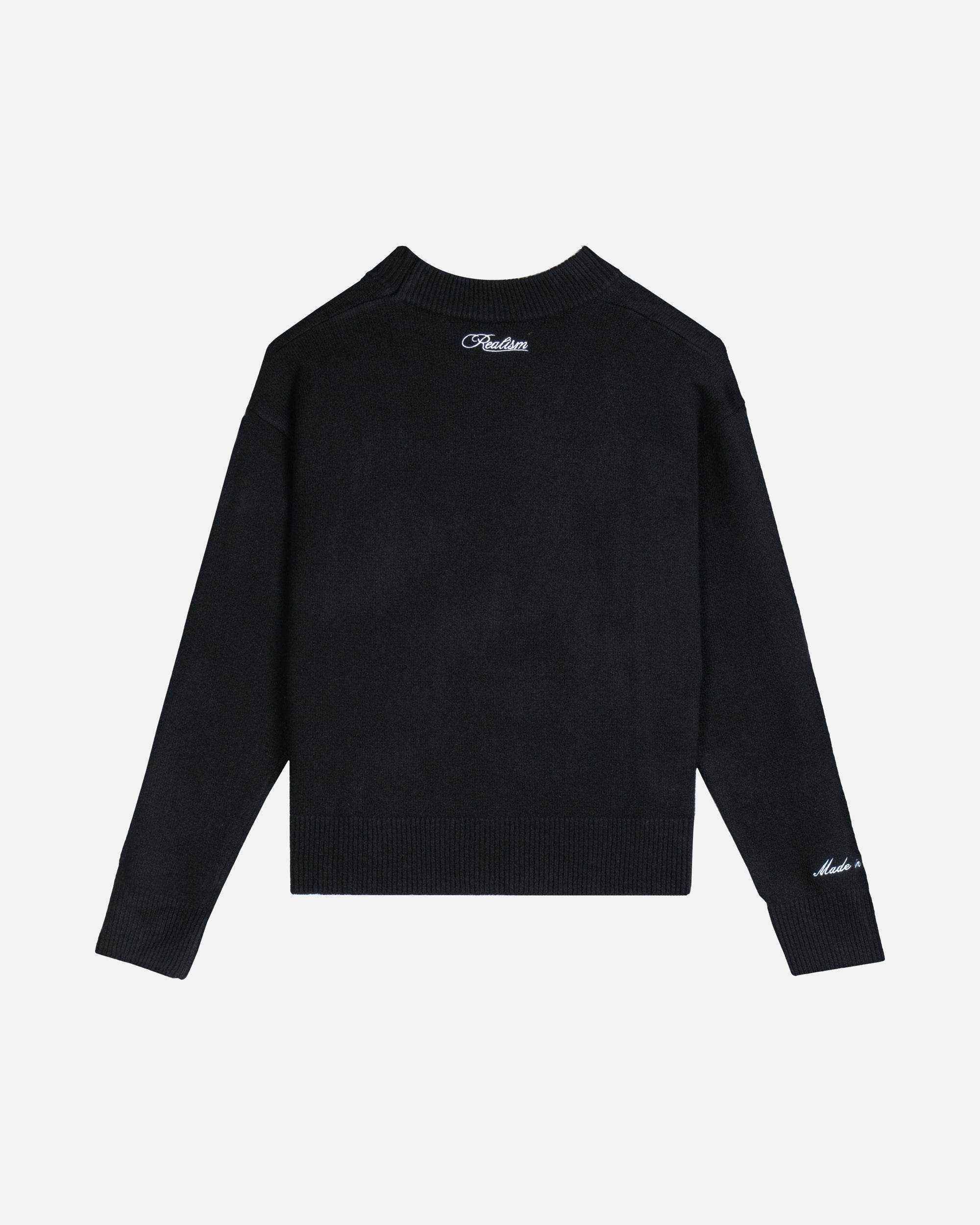 SSS Realism Radiant Knit Crewneck Sweatshirt for Women - Soft & Stylish Black Pullover for Casual Wear & Layering