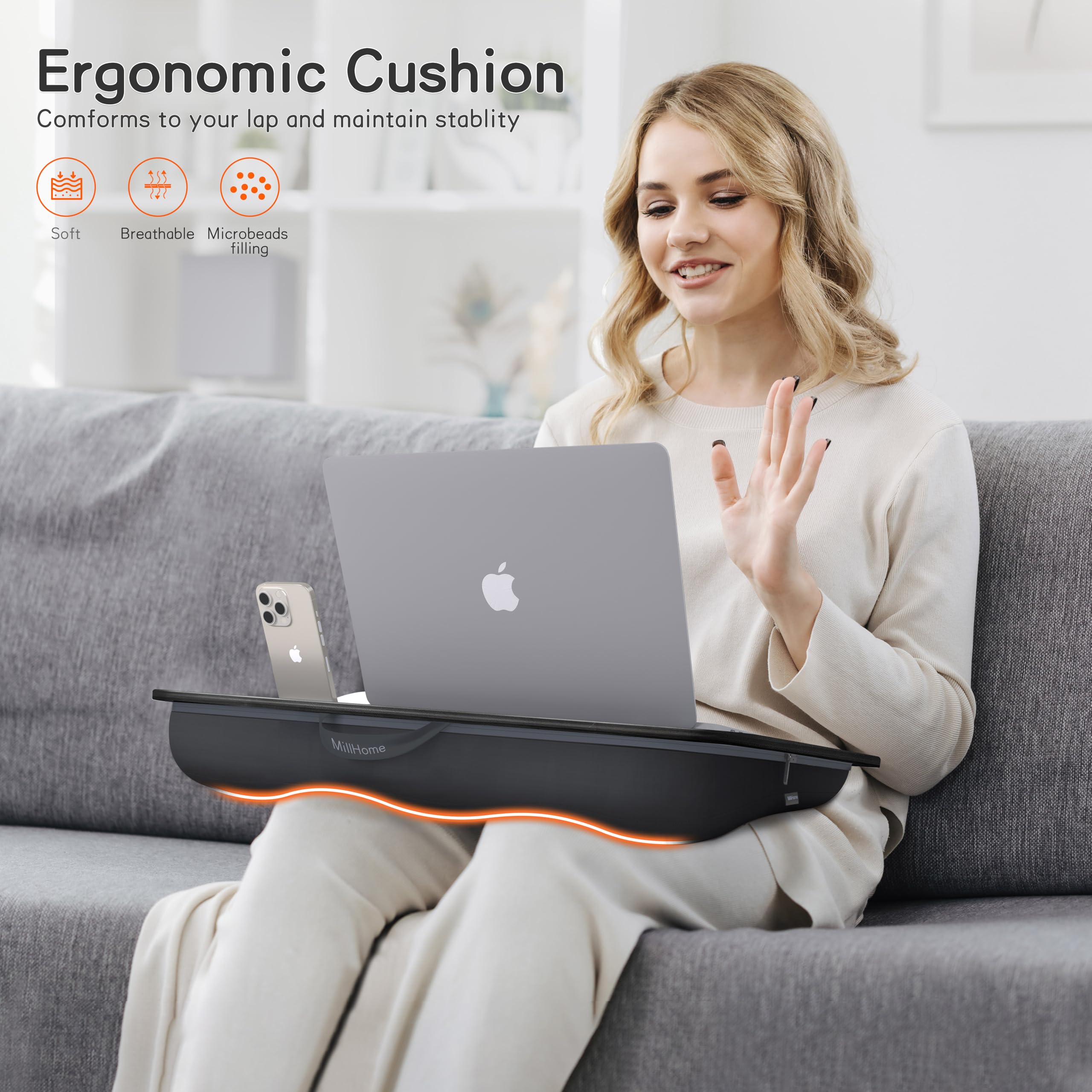 Portable Laptop Lap Desk with Cushion for 17