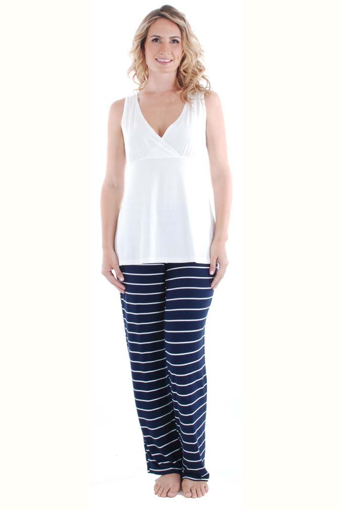 5-Piece Maternity & Nursing Pajama Set - Soft Cotton Breastfeeding Sleepwear for Mom and Baby | Comfortable Pregnancy & Postpartum Lounge Wear for Nursing Mothers