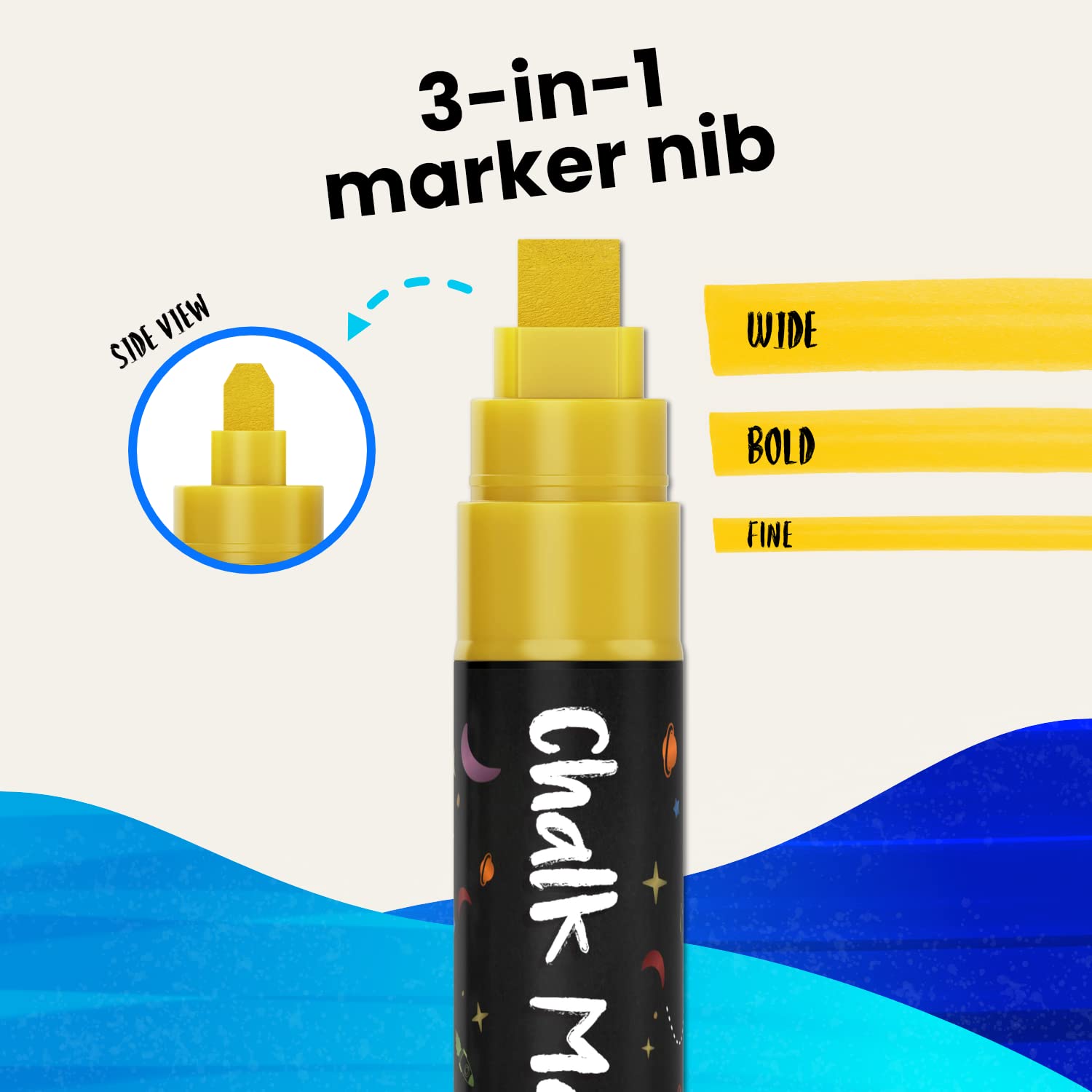 10mm Metallic & 5 White Chalk Markers Set - Perfect for DIY Crafts, Restaurant Menus, Wedding Signs & Classroom Teaching