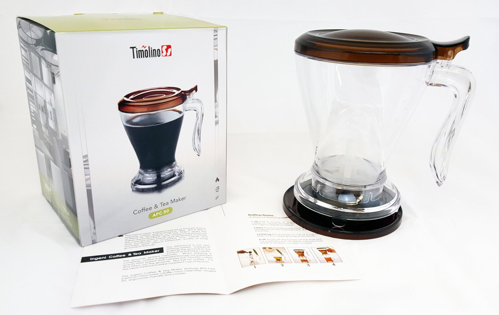 Timolino Clever Dripper with Lid - Premium Coffee & Tea Maker for Pour Over Brewing - Perfect for Home, Office & Travel Use